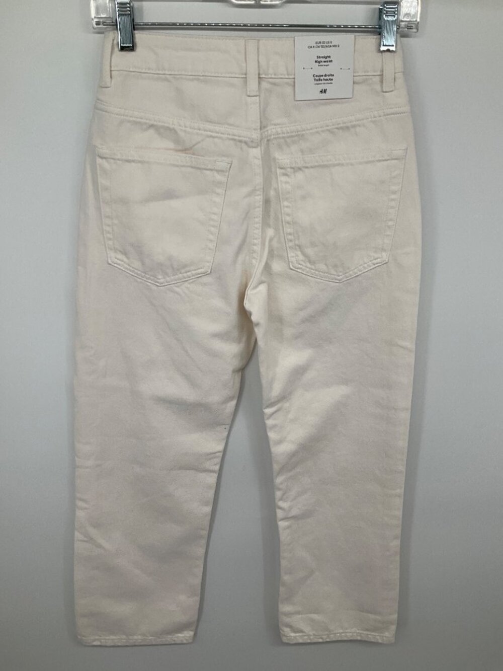 H&M Size 0 Straight High Waist Ankle-Length Jeans White NEW - Picture 3 of 9